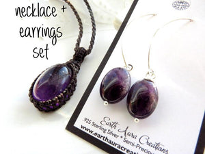 amethyst earrings and necklace set