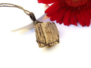 Druzy Petrified Wood necklace, triassic permineralized petrified wood, fathers day gift ideas, gift ideas for the rock collector, macrame