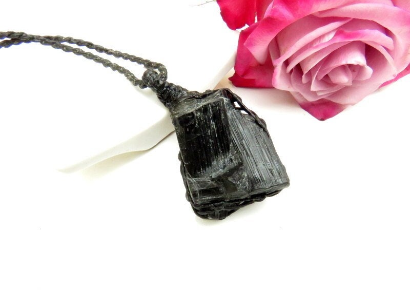 Raw Black Tourmaline necklace, Crystal necklace, empath protection necklace, EMF protection necklace, gift ideas for the astrology expert