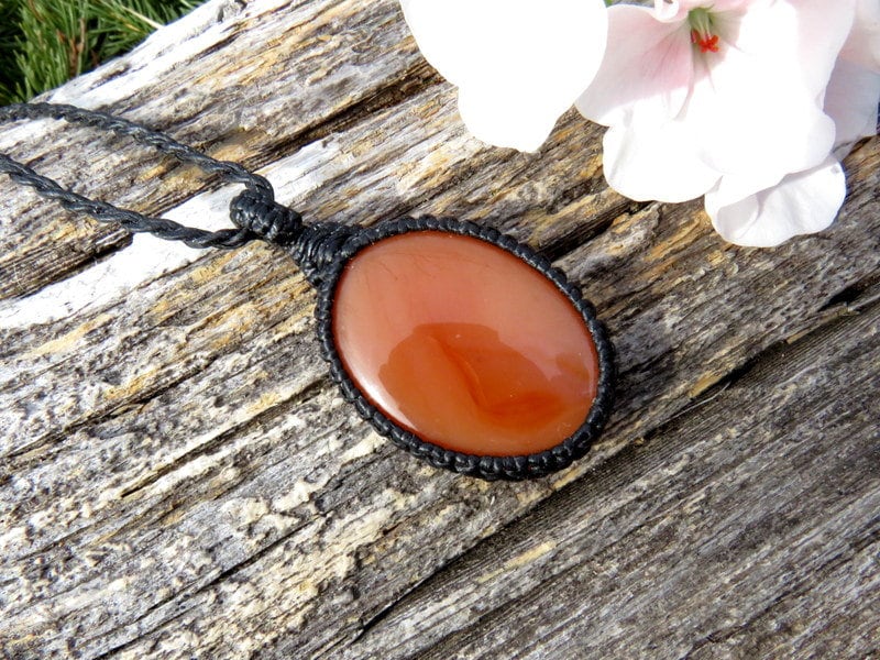 Mother's day gift ideas, Carnelian gemstone neckklace, macrame necklace, gift ideas for mom, fathers day gift, gift ideas for the zen seeker
