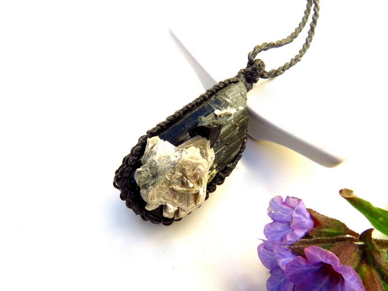 Black Tourmaline with Mica crystal necklace, tourmaline crystal, gift ideas for the crystal collector, handmade gifts, self gifts