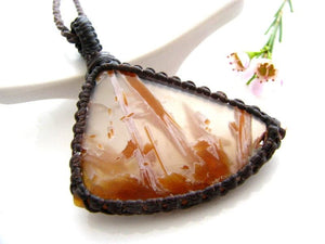 Turkish Stick Sagenite Agate  Necklace / Agate Necklace / Macrame necklace / Exotic stones /  Stone jewelry / Healing crystals and gemstones