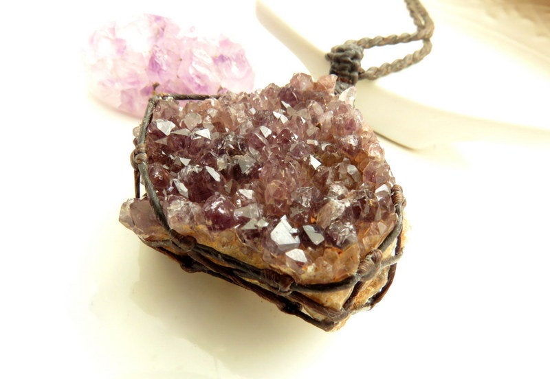 Turkish Amethyst Crystal Necklace, Rare crystals