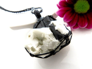 Black Tourmaline necklace, Tourmaline in quartz , Psychic stone.