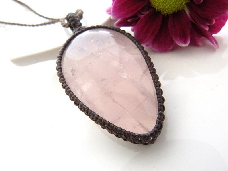 Rose Quartz gemstone necklace | boho jewelry | Earth Aura Creations