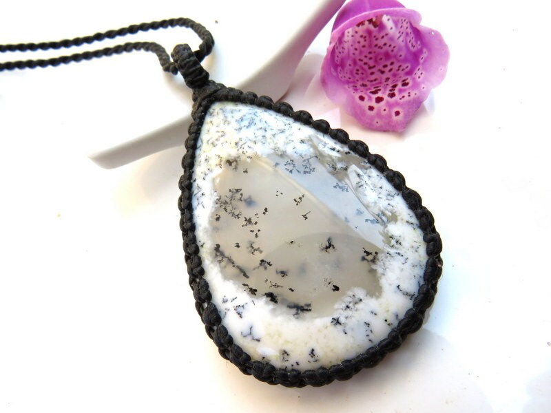 Healing stone pendant necklace, Dendrite Opal Jewelry, Dendrite Agate, Stone necklace, Earth Aura Creations, gifts for mom, mom gifts,