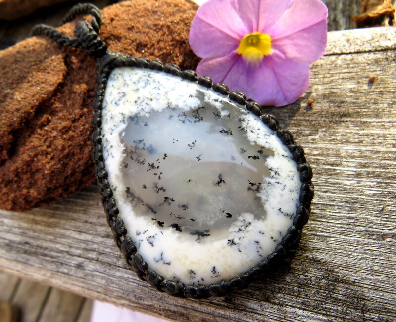 Healing stone pendant necklace, Dendrite Opal Jewelry, Dendrite Agate, Stone necklace, Earth Aura Creations, gifts for mom, mom gifts,