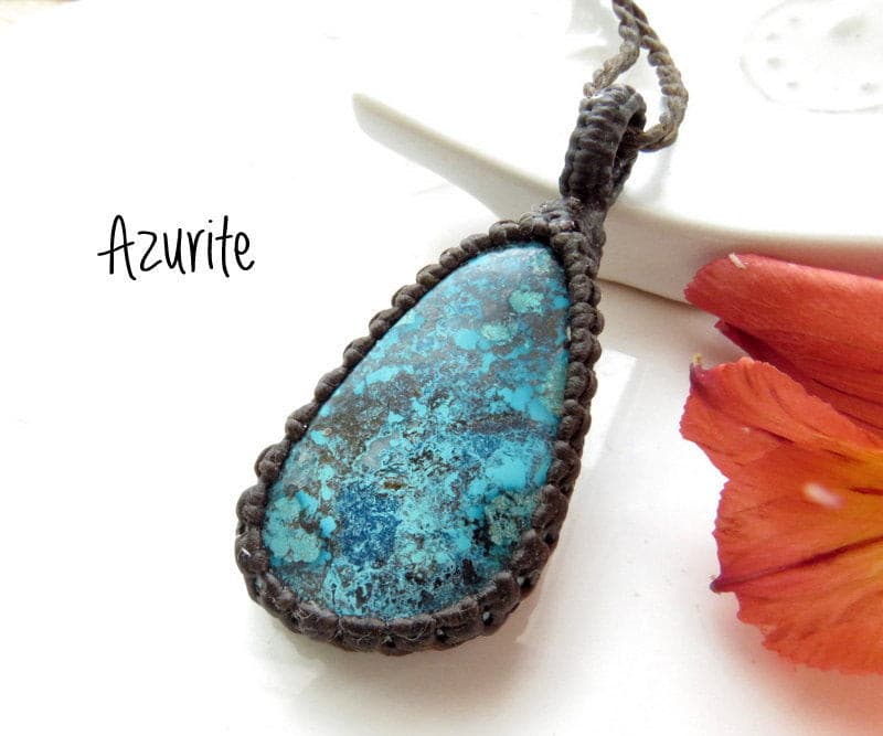 Azurite macrame necklace | macrame jewelry | gift ideas for her