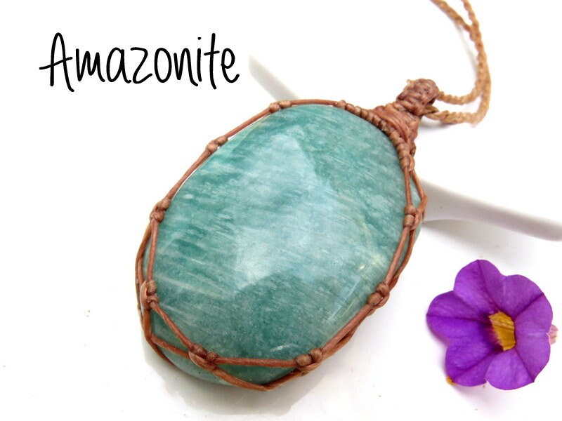 Self Love Amazonite Healing necklace, Macrame necklace, Amazonite jewelry, Self love jewelry, Self Love necklace, Women of action, free ship