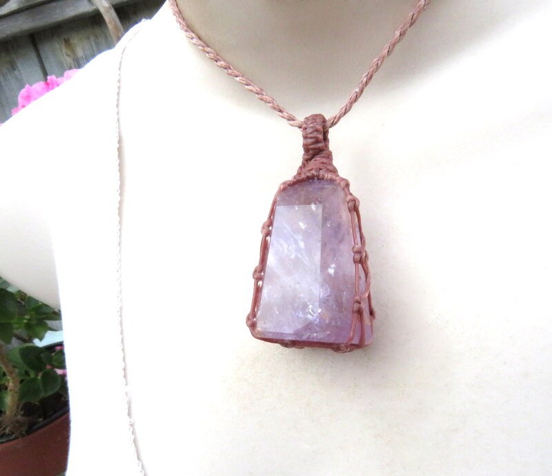 Valentine's day gifts for her, Amethyst Crystal Healing Necklace, Amethyst Healing, Amethyst meaning, Macrame jewelry, Earth Aura Creations