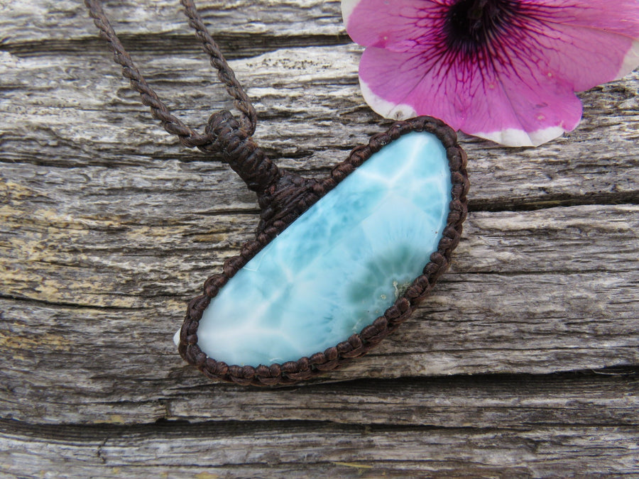 blue Larimar macrame necklace jewelry gifts for women larimar healing gemstone necklace macrame gemstone necklace larimar healing properties