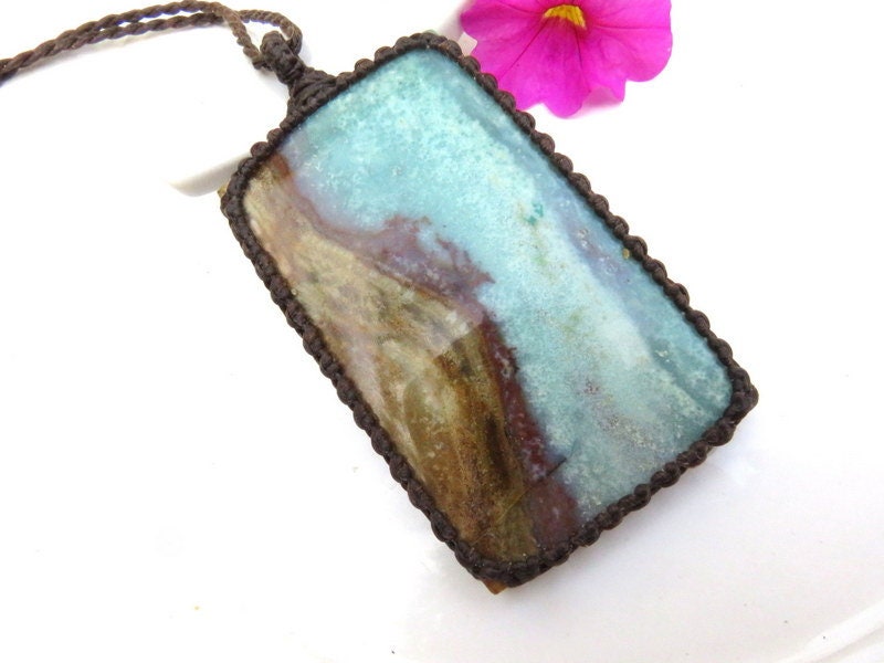 Jewelry Gifts for her, Opalized Petrified Wood, necklace, Petrified wood jewelry, Macrame necklace, Semi precious gemstone necklace