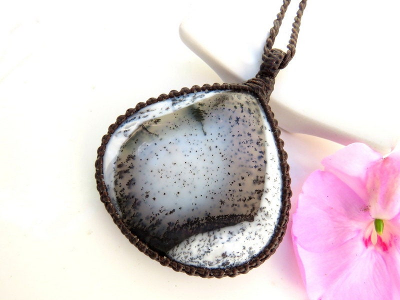 Gift for teacher / Dendrite Opal Necklace / Agate necklace / Black and white / Healing stone jewelry / Dendrite Agate / Holiday accessories