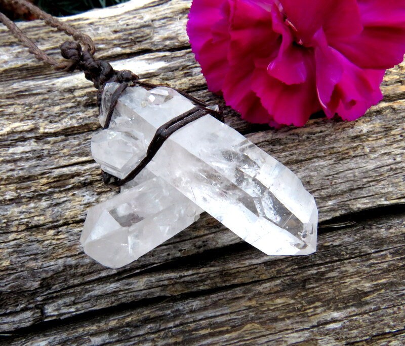 Quartz cluster crystal necklace, Crystal necklace, Raw Quartz necklace, Quartz cluster, Crystal healing pendant, large crystal necklace