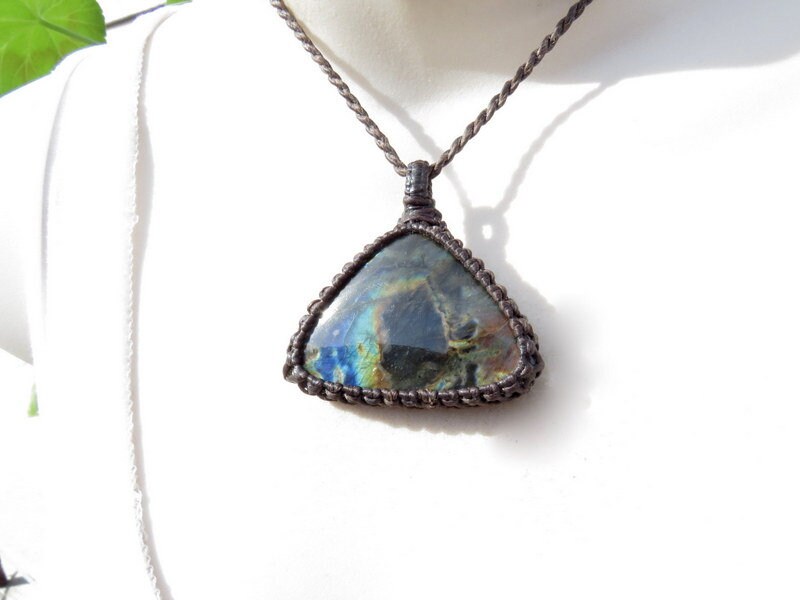 Electric Labradorite Transformation Necklace, labradorite pendant, labradorite jewelry, macrame crystal necklace, best gemstone gifts