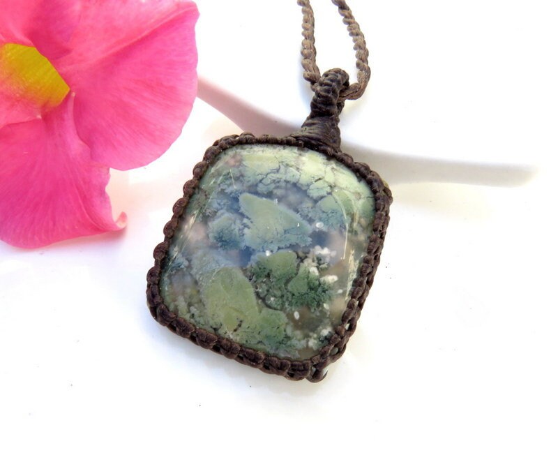 Moss Agate necklace, green agate necklace, 