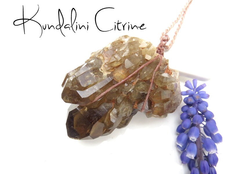 Large Kundalini Citrine crystal necklace, Citrine Necklace, raw citrine, citrine crystal meaning, citrine pendant, macrame necklace