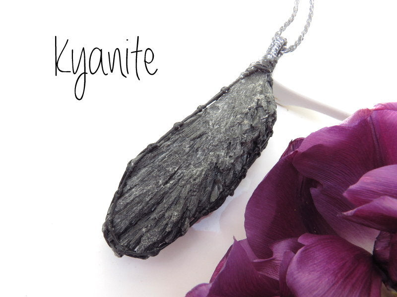 Black Kyanite Crystal Necklace / Renewal Crystal / Black Kyanite pendant / Kyanite jewelry / Healing stones and crystals / Care Package