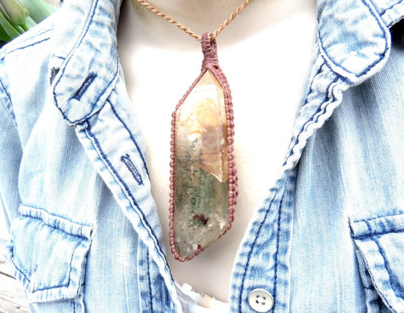 Chlorite Quartz crystal,  spiritual healing necklace, quartz crystal necklace, energy crystal, etsy healing crystal, Earth Aura Creations