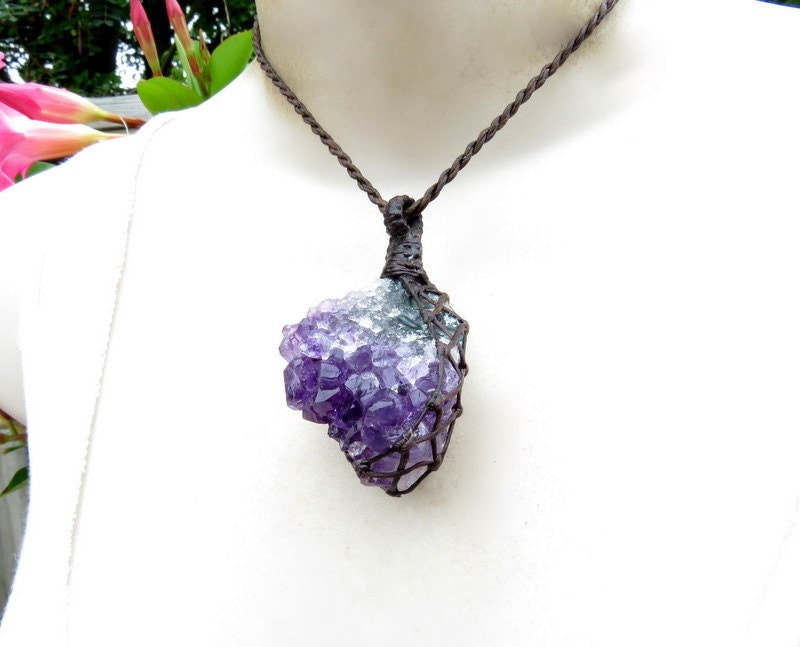Valentines day gift for her, Amethyst crystal necklace, february birthstone, february birthday gemstone, earth aura creations 