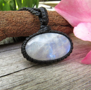 Dainty Rainbow Moonstone pendant necklace /  small moonstone necklace