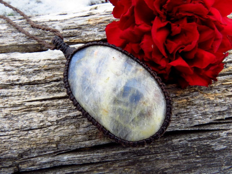 Blue Moonstone necklace, belomorite jewelry