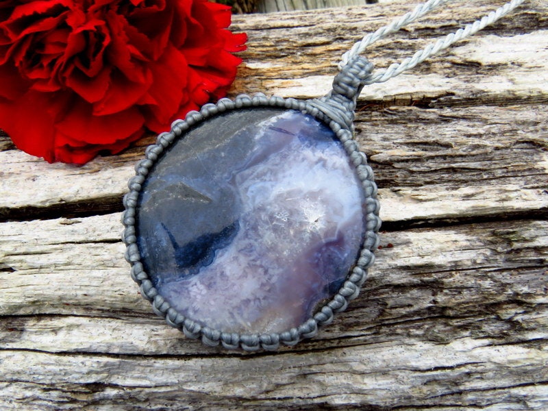 RARE Purple Moss Agate pendant, Moss Agate necklace, Macrame necklace, necklace, macrame jewelry, gift ideas for her, free shipping