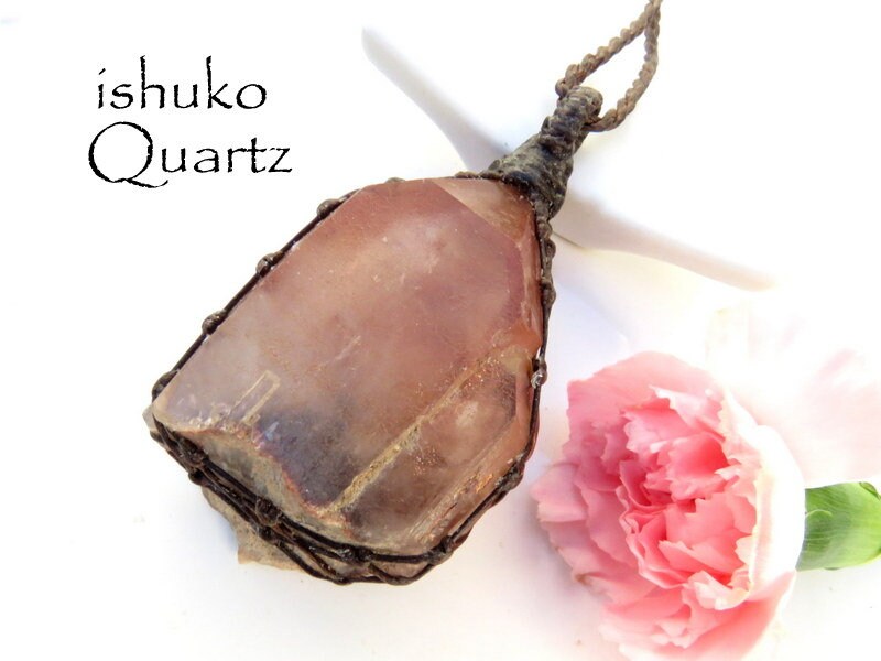Ishuko Red Phantom Quartz necklace, red phantom quartz, rare quartz crystal, african quartz, africa quartz, red quartz, celestial boho gift