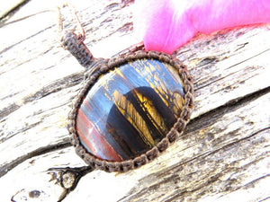 Red Tiger Iron Necklace / tigers eye necklace / fathers day gift ideas / tiger eye jewelry / macrame necklace / macrame jewelry