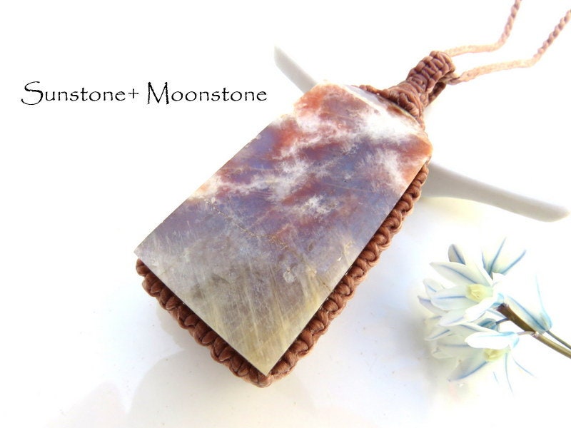 Sunstone Moonstone macrame necklace gift ideas sunstone gemstone necklace moonstone gemstone necklace macrame jewelry earth aura creations