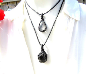 Tourmalated Quartz and Tourmaline necklace set, Stacking necklace, Black Tourmaline, tourmaline necklace, healing crystal set, jewelry set