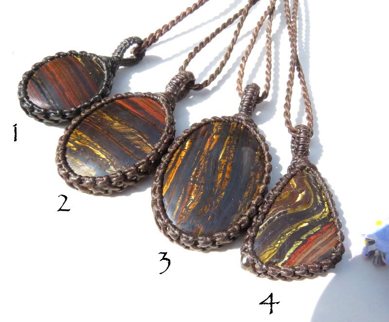 Large Red Tiger Iron Necklace / Tigers Eye necklace