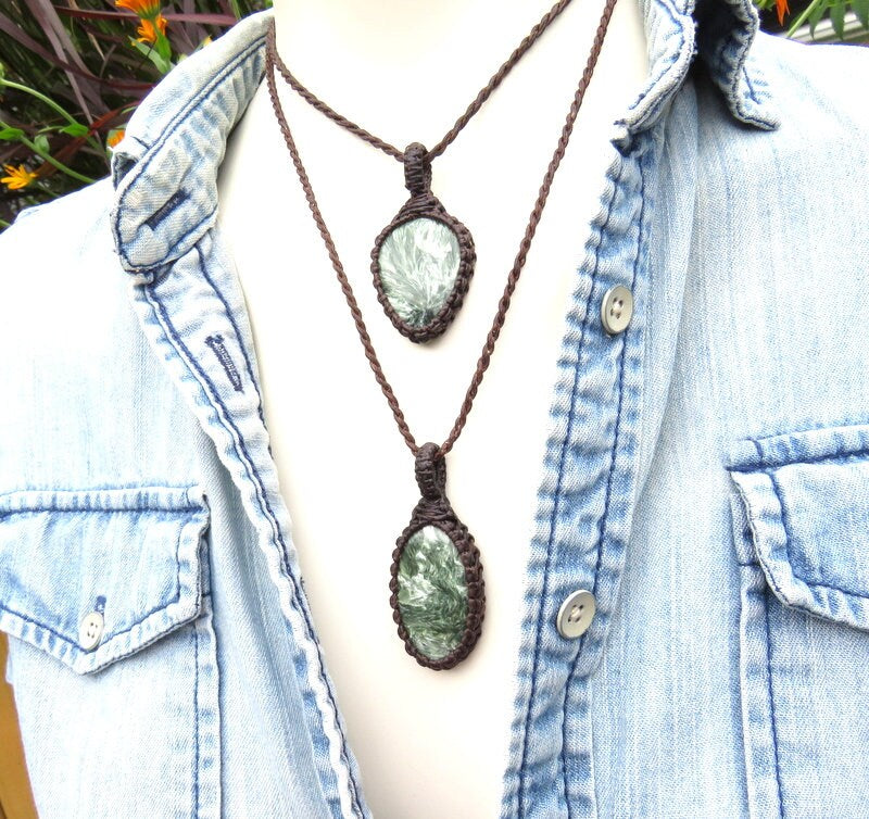 Seraphinite Necklace set / macrame necklace / Angel necklace / Gift for special friend / Jewelry set / layering necklace set