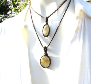 Rutile Quartz necklace set, Golden Rutile, Jewelry set, Energy healing, mans necklace, womens necklace, quartz crystal necklace