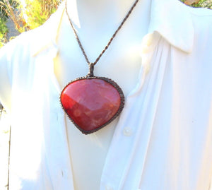 Self gift / Carnelian Heart necklace / Carnelian Necklace / heart necklace / courage crystals / statement jewelry / Chakra