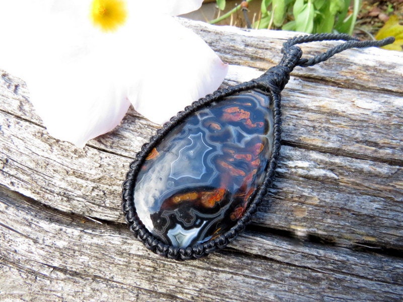Mother gift, Pseudomorph Agate macrame necklace, agate jewelry, rare agates, macrame jewelry, earth aura creations, gemstone jewelry