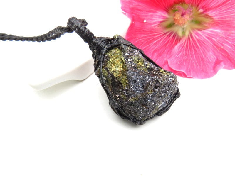 Galena and Chalcopyrite crystal necklace / Galena crystal / Chalcopyrite gemstone / Bling jewelry / Healing crystals and stones