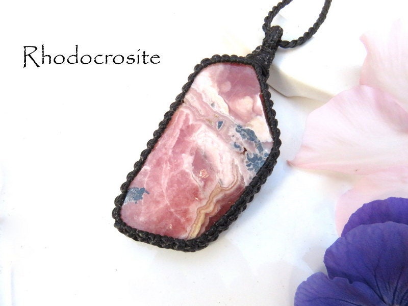 Heart Chakra Crystals, Rhodocrosite gemstone necklace, Heart healing crystals, Rhodocrosite jewelry etsy, Heart opening crystals