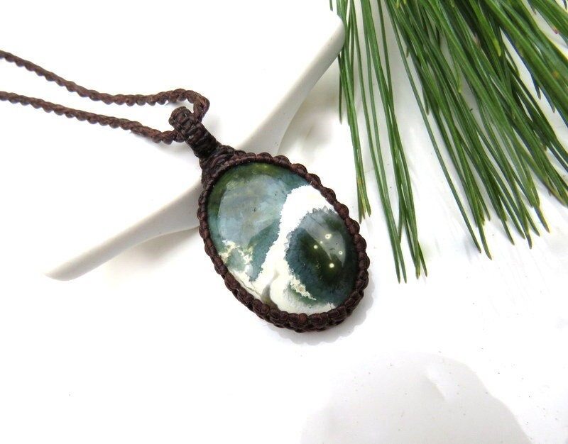 Ocean Jasper necklace, ocean jasper jewelry, gift ideas for the surfer, for the minimalist, for the nature lover, for the mom, macrame