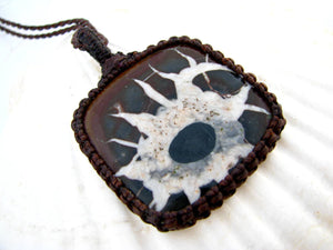 Septarian Necklace,  Septarian pendant, Septarian Fossil, Amulet stone necklace, Mens necklace, mans necklace, Healing stones and crystals