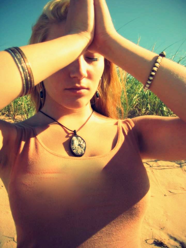 model wearing a Pyrite druzy necklace