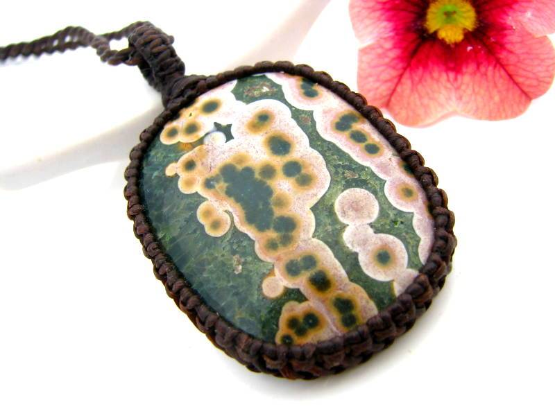 ocean jasper macrame necklace