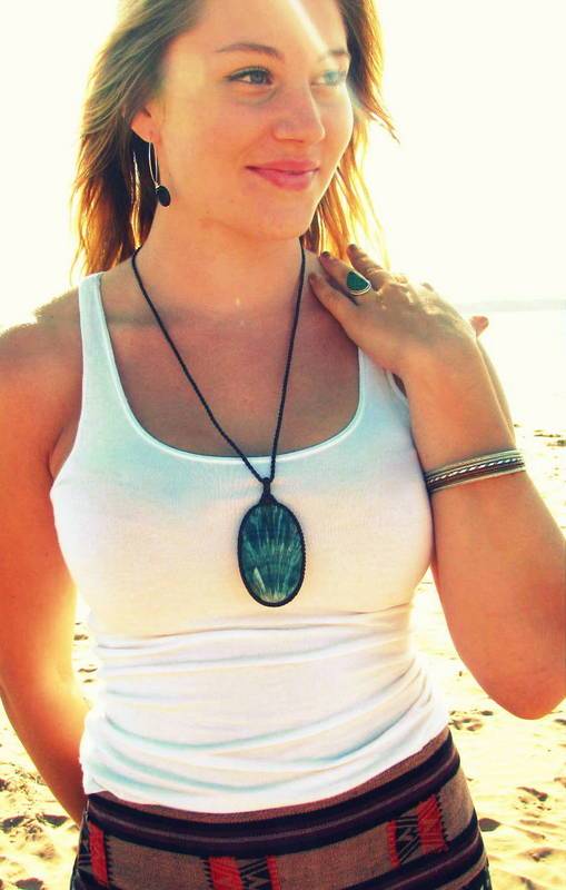 seraphinite gemstone necklace, macrame jewelry