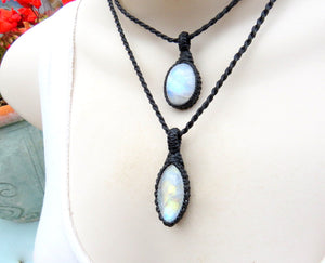 Moonstone crystal necklace. Layered necklace set