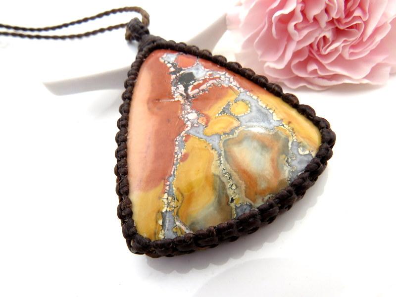 jasper macrame necklace,  healing stone jewelry