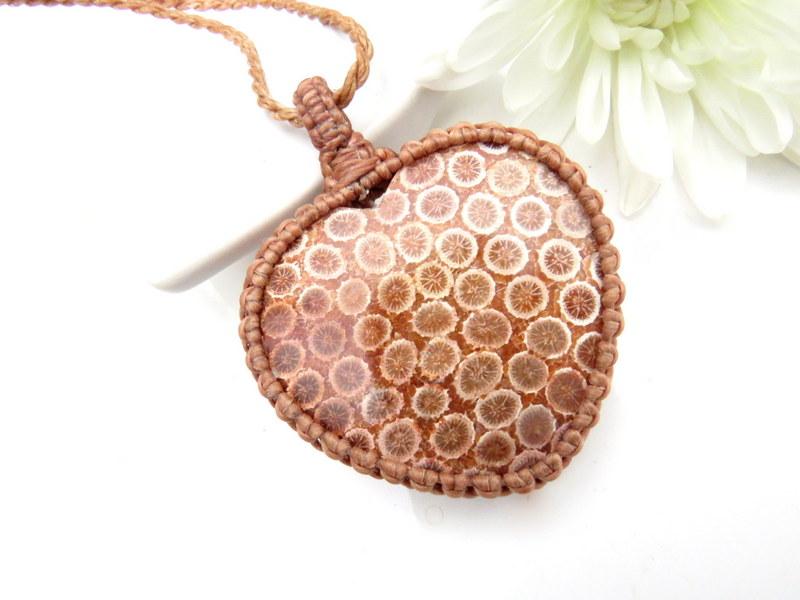 agatized coral macrame necklace