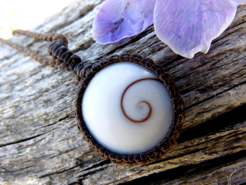 shiva eye gemstone macrame necklace