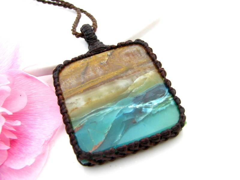 blue petrified wood gemstone necklace