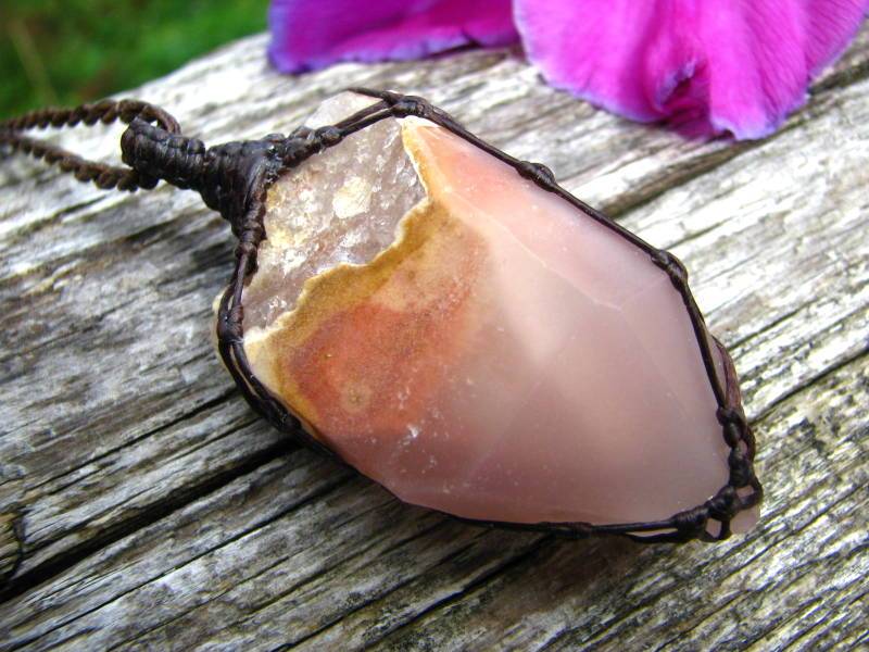 lithium quartz crystal macrame necklace