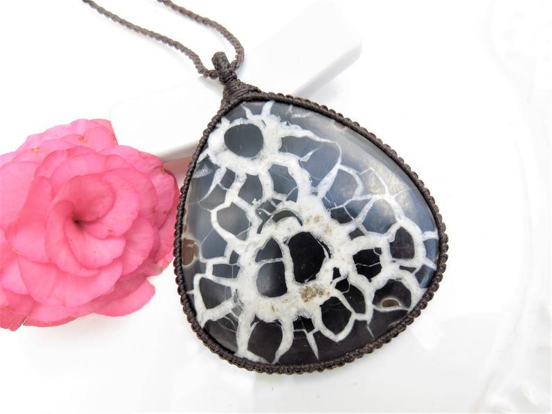 septarian macrame gemstone necklace